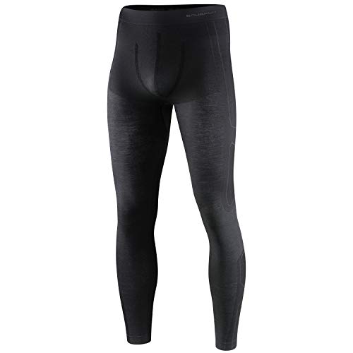 BRUBECK Herren Enge Hose lang | Base Layer Motor | Funktionswäsche atmungsaktiv | Funktionsunterhose Wandern | 41% Merino | Gr. XL | Schwarz | LE10930 von BRUBECK