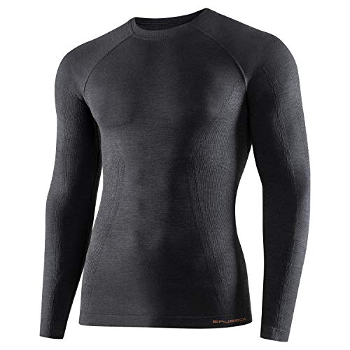 BRUBECK Herren Langarm Funktionsshirt | Atmungsaktiv | Thermo | Sport | Fitness | Unterhemd | Unterwäsche | 41% Merino-Wolle | LS12820, Größe:M, Farbe:Dark Grey von BRUBECK