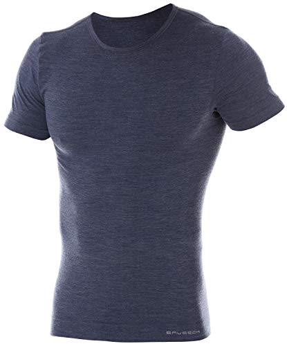 BRUBECK Herren T-Shirt | Sport | Outdoor | Funktionsunterwäsche | Oberteil | 41% Merinowolle | SS11030, Größe: XL, Farbe: Blue Jeans von BRUBECK