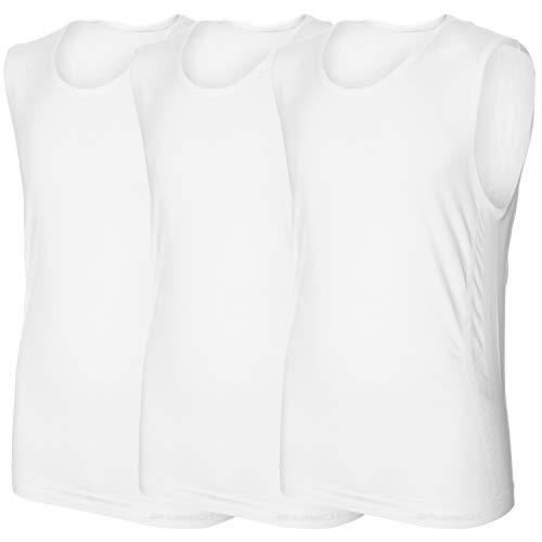 BRUBECK Herren Tank Top weiß 3er Pack | ärmelloses T-Shirt | weißes Tanktop schnell trocknend | Achselhemd | No Sleeves Shirt geruchshemmend | Gr. XL, White | 55% Baumwolle | SL00068A von BRUBECK