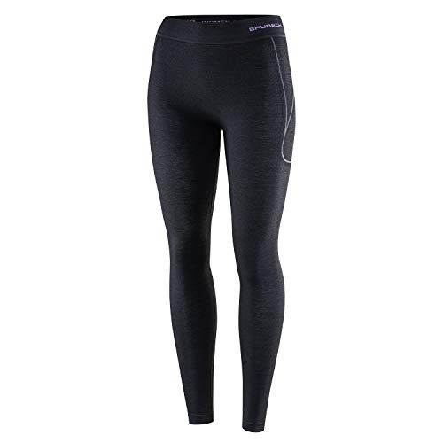 BRUBECK Merino Damen Funktionsunterhose lang | atmungsaktive Funktionswäsche Mädchen | Funktionsleggings I Ski-Unterwäsche | Lange Unterhose | 41% Merinowolle | Gr. S; Black I LE11700 von BRUBECK