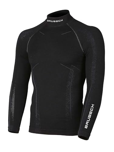 BRUBECK Merino Herren Langarm Shirt | Atmungsaktiv | Winter-Sport | Thermo | Ski-Unterwäsche | Funktions-Unterwäsche | 78% Merino-Wolle | LS11920 XL Schwarz von BRUBECK