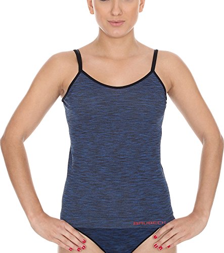BRUBECK Unterhemd Damen Spaghettiträger | Trägerhemd atmungsaktiv für Frauen | Funktionsunterhemd ärmellos | blaues Tank Top | T-Shirt ohne Arm | Gr. XL | Dark Blue | CM10110 | Fusion von BRUBECK