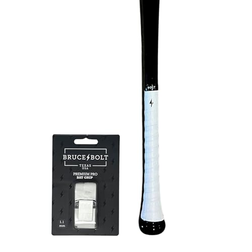 BRUCE BOLT Premium Pro Baseball- und Softball-Schlägergriff, 1,1 mm, Weiß von BRUCE BOLT