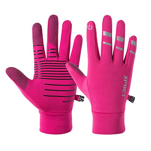 BRZSACR Touchscreen Handschuhe Winddicht Laufhandschuhe Anti-Rutsch Outdoor Sport Handschuhe Fahren Radfahren Handschuhe Fahrradhandschuhe mit Funktion für Smartphones Männer Frauen (Pink, L) von BRZSACR