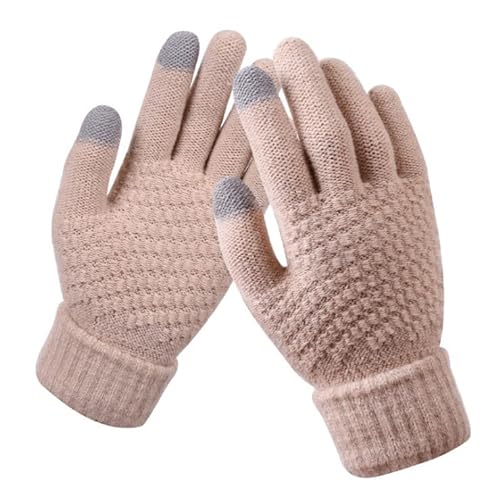 BSLVWG Damen Winter Touchscreen Handschuhe Warme Strickhandschuhe Thermohandschuhe Anzug für Laufen Fahren Radfahren Arbeiten Wandern Skifahren (beige) von BSLVWG
