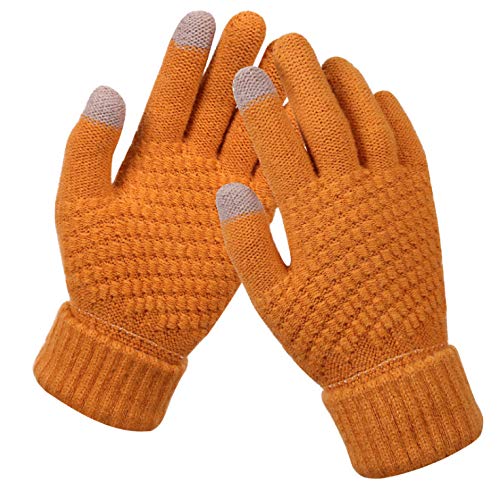 BSLVWG Frauen Winter Touchscreen Handschuhe Warme Strickhandschuhe Thermische Handschuhe Anzug für Laufen Fahren Radfahren Arbeiten Wandern Skifahren (Khaki) von BSLVWG