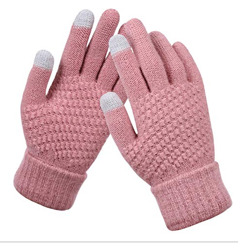 BSLVWG Frauen Winter Touchscreen Handschuhe Warme Strickhandschuhe Thermische Handschuhe Anzug für Laufen Fahren Radfahren Arbeiten Wandern Skifahren (pink) von BSLVWG