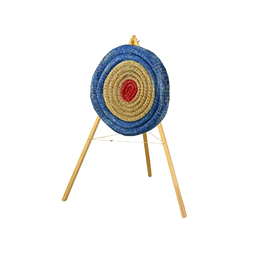 Runde Strohscheibe Deluxe - Ø 65 cm - Zielscheibe - Farbe: blau-rot + Holzständer S140; Zubehör für Bogenschießen, Pfeil und Bogen, Bogensport von BSW
