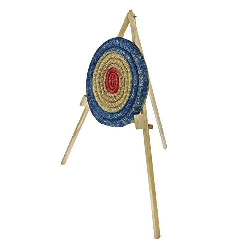 Runde Strohscheibe Deluxe - Ø 65 cm - Zielscheibe - Farbe: blau-rot + Holzständer S170 Zubehör für Bogenschießen Pfeil und Bogen Bogensport von BSW
