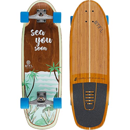BTFL Surfskate Board Cody Ideales Surftraining für Balance, Carving & Pumping. Komplett Surf-Skateboard mit G-Truck Surfskate Achse und Rollen für Anfänger und Fortgeschrittene von BTFL