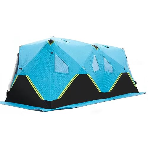 Outdoor-Wintercamping, Eisangeln, Camping, großes isoliertes Eisangelzelt, Winddicht, schneebeständig, Kälte-Wärmeisolierung, geeignet für 4–6 Personen (blau) von BTYDKL