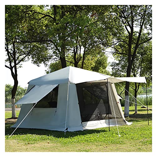 Tragbares Zelt für Familienpicknick, Wanderzelt, halbautomatisches Zelt, doppelstöckige Pergola, großer Raum, touristisches Außenzelt (Argento Hellgrau) von BTYDKL