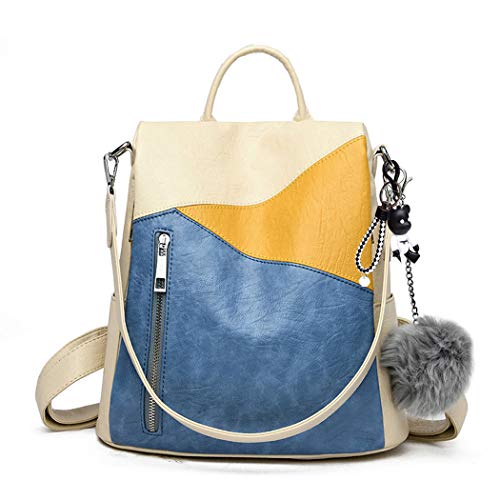 BUKESIYI Damen Tasche Rucksack Handtasche Frauen backpack Klein Anti Diebstahl Schulrucksack Laptop Weekender PU Leder DE78163 Blau von BUKESIYI