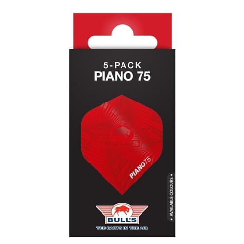 BULL'S Piano 75 Flights No.2 | Rot Dartflights | 75 Mikron Stärke | No.2 Form für Präzision| Langlebig & Flexibel von BULL'S