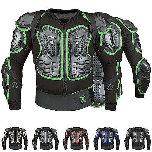 BULLDT Protektorenjacke 2in1 Titan Motorrad Motocross Skatebording Protektoren, 50/M, Grün von BULLDT