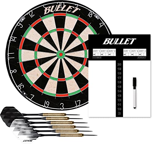 BULLET-Darts Set bestehen aus Dartscheibe, Scoreboard. 6X Steeldarts, Stift und Eraser von BULLET-Darts