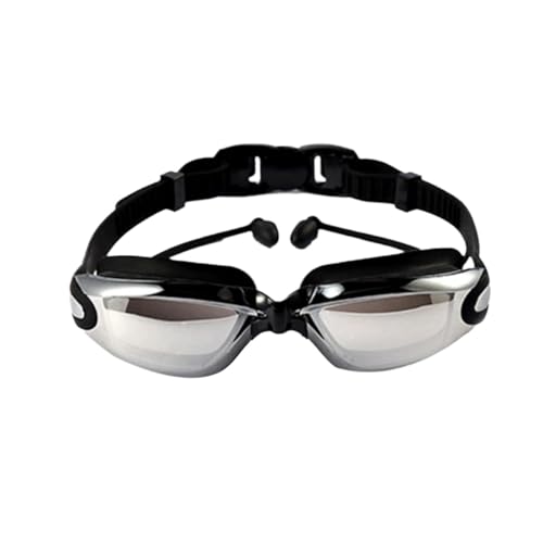 Herren Damen Schwimmbrille,Anti-Fog Schwimmbrille Im freien Wasserdichte Anti-fog-Schwimmbrille Männer Frauen Großen Rahmen Mit Ohrstöpsel Schwimmen Brille Wasser Sport Brillen (Color : A) von BUNIQ