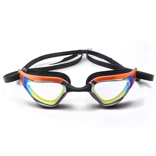 BUPEI Professionelle Erwachsene Anti-Fog-UV-Schutzlinse Männer Frauen Schwimmbrille Wasserdicht Verstellbare Silikon-Schwimmbrille im Pool (Color : Orange) von BUPEI