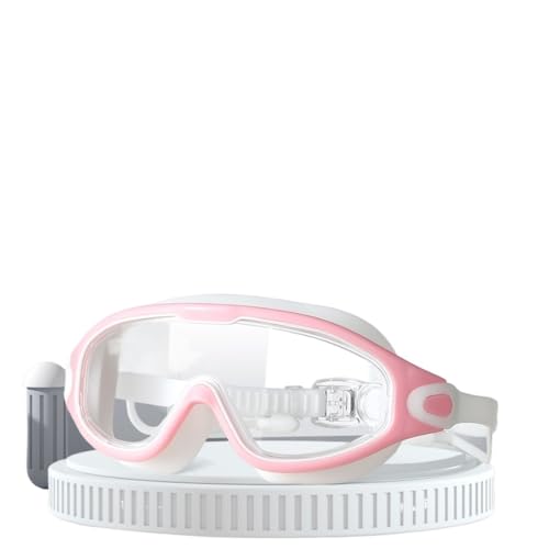 BUPEI Schwimmbrille aus Silikon, großer Rahmen mit Ohrstöpseln, professionelle HD-Antibeschlag-Augenmaske for Männer und Frauen (Color : Pink) von BUPEI