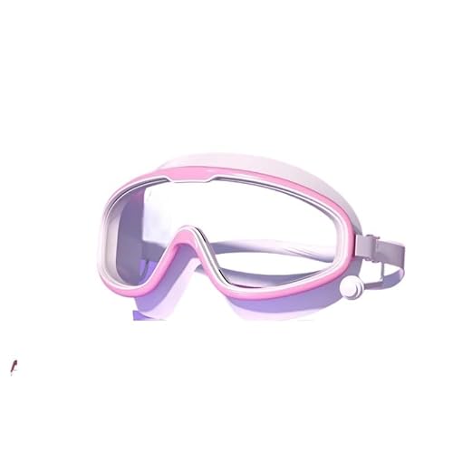 BUPEI Schwimmbrille for Erwachsene mit großem Rahmen und Ohrstöpseln, Schwimmbrille for Herren und Damen, professionelle HD-Antibeschlag-Schwimmbrille (Color : Pink-White) von BUPEI