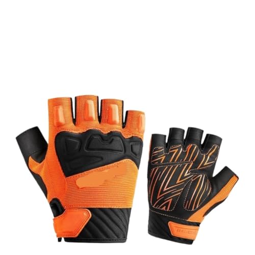 BUPEI Sommer-Halbfinger-Outdoor-Handschuhe for Männer und Frauen, atmungsaktive Sport-Outdoor-Handschuhe (Color : Orange Half, Size : L 100 120 catties) von BUPEI