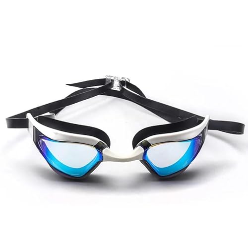 Professionelle Erwachsene Anti-Fog-UV-Schutzlinse Männer Frauen Schwimmbrille Wasserdicht Verstellbare Silikon-Schwimmbrille im Pool (Color : Black And White) von BUPEI