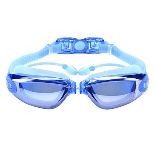Professionelle Schwimmbrille, Antibeschlag-Schwimmbrille for Erwachsene, wasserdichte und verstellbare Silikon-Schwimmbrille (Color : Blue) von BUPEI