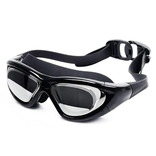 Professionelle Sport-Antibeschlag- und Anti-UV-Tauchbrille for Herren und Damen for Taucher, wasserdichte und verstellbare Schutzbrille (Color : Black plating) von BUPEI