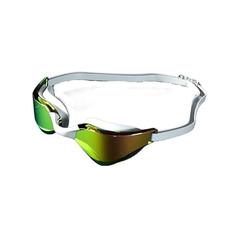 Schwimmbrille HD wasserdicht und beschlagfrei, Schwimmbrille for Erwachsene, professionelle, bequeme, plattierte Brille (Color : White gold) von BUPEI