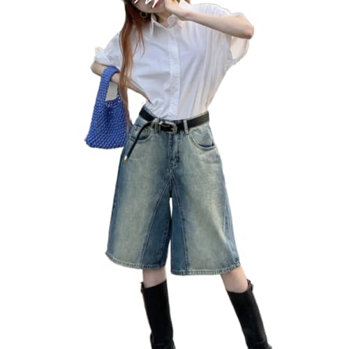 BURAANSH Harajuku High Waist Streetwear Style Fashion Shorts Y2K Sommer Damen Sexy Loose Fit Denim Shorts,Blau,L von BURAANSH