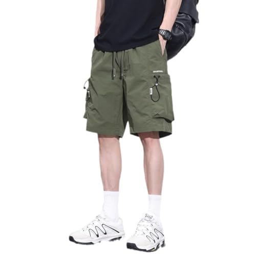BURAANSH Sommer Dünne Cargo Männer Lose Shorts Tasche Baggy Shorts Männlichen Trendy Street Hip Hop Koreanische Y2k Kleidung,Armeegrün,3XL von BURAANSH