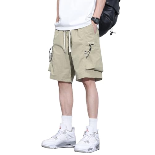 BURAANSH Sommer Dünne Cargo Männer Lose Shorts Tasche Baggy Shorts Männlichen Trendy Street Hip Hop Koreanische Y2k Kleidung,Khaki,4XL von BURAANSH