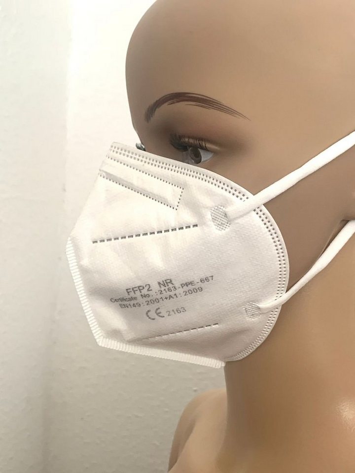 BURI Verkleidungsmaske 1x FFP2 NR Mundschutz weiß Feinstaubmaske CE2163 von BURI