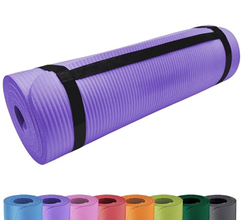 Deluxe Yogamatte Rutschfest und Gepolstert Tragegurt extra dick 15mm - Premium Gymnastikmatte mit Tragegriff für Zuhause und Draußen - auch als Isomatte oder Campingmatte Lila, 180 x 60,5 von BURI