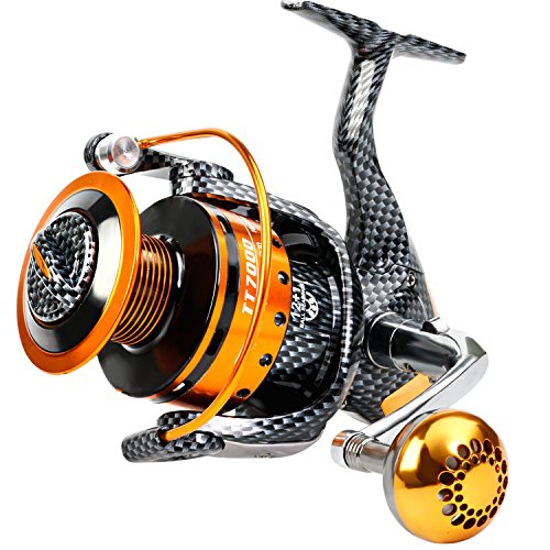 Burning Shark Fishing reels- 12 + 1 BB, glatte Spinning Rollen, leistungsstark Karbonfaser Drag, Salzwasser Süßwasser Angeln, TT Series, TT6000 von BURNING SHARK