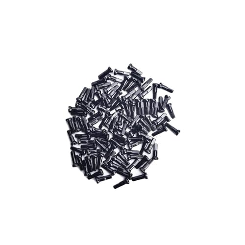 BUSYCUTE 60 Stück Messing-Speichennippel, 12 Grad, abgeschrägt, passend für Fahrradspeichen, Nippel, 14G, 2,0 x 12/14 mm (Farbe: Schwarz, 2,0 x 14 mm, 24 Stück) von BUSYCUTE