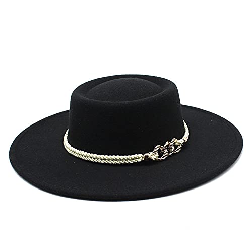 BUXIANGGAN Fedora Trilby Hut 8,5 cm Filz Fedora Hut Mit Breiter Krempe Damen Herren Derby Zylinder Herren Elegante Dame Panama Jazz Hut Formaler Hochzeitshut 56-58 cm Schwarz von BUXIANGGAN