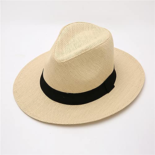 BUXIANGGAN Fedora Trilby Hut Frauen Mann Strohhut Sonnenhut Breiter Krempe Strand Faltbare Mütze Big Bone Männer Plus Größe Fedora Hut Einheitsgröße 4 von BUXIANGGAN