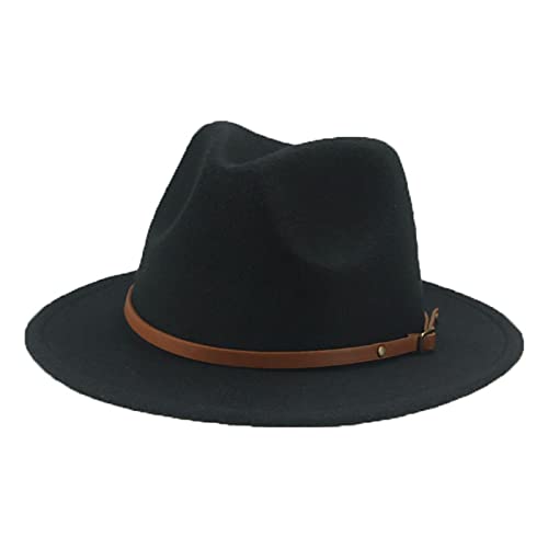 BUXIANGGAN Fedora Trilby Hut Hüte Für Damen Klein 52Cm Solider Gürtel Fedora Hochzeit Schwarz Fedora Hut 54Cm (Kinder) Schwarz von BUXIANGGAN