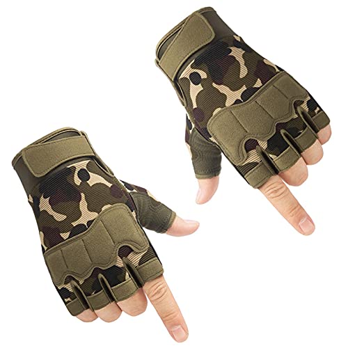 BUXIANGGAN Handschuhe Gloves Herrenhandschuhe Fingerlose Handschuhe Anti-Rutsch Outdoor Sport Fahrradhandschuhe L Camouflage von BUXIANGGAN