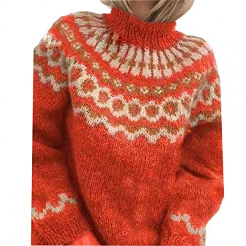 BUXIANGGAN Pullover Sweatshirts Vintage Strickpullover Dicker Rollkragenpullover Rot Blau Weich Warm Pullover Frau Mädchen Top Kleidung Hoher Kragen 2XL Rot von BUXIANGGAN