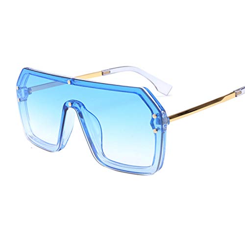 BUXIANGGAN Sonnenbrille Herren Flache Übergroße Quadratische Sonnenbrille Frau Mode Retro Gradient Sonnenbrille Mann Blau Großer Rahmen Vintage Golddoubleblue von BUXIANGGAN