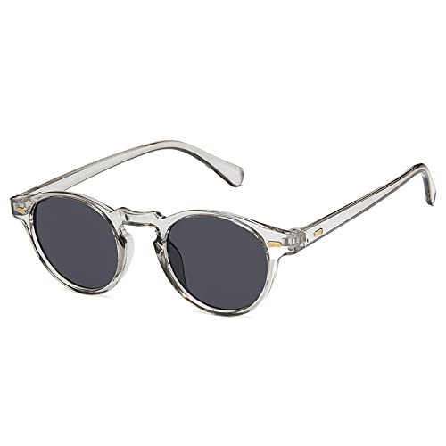 BUXIANGGAN Sonnenbrille Herren Herrenmode Oval Kleine Sonnenbrille Klar Klassische Uv400 Sonnenbrille Für Transparente Farbtöne Für Damen Grau von BUXIANGGAN