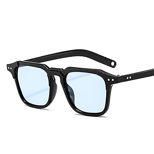 BUXIANGGAN Sonnenbrille Herren Quadratische Sonnenbrille, Persönlichkeit, Brille, Retro-Stil, Mehrfarbige Gläser, Weiche Outdoor-Fahrbrille Für Männer Und Frauen, Schwarzblau von BUXIANGGAN