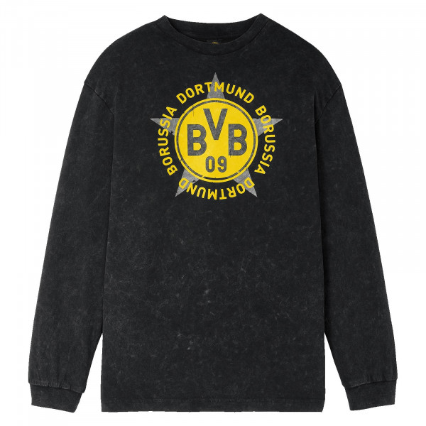 BVB Retro Longsleeve washed grey, Größe XL für Herren, grau (silbergrau) von BVB