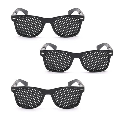 3 Stück Augentrainer Lochbrille, Lochbrille, Rasterbrille, Multidot Brille, Mit Faltbaren Bügeln, Komfortable, Sehvermögen Verbessern, Brille Für Augen-Training Und Entspannung, Schwarz von BVSRCP