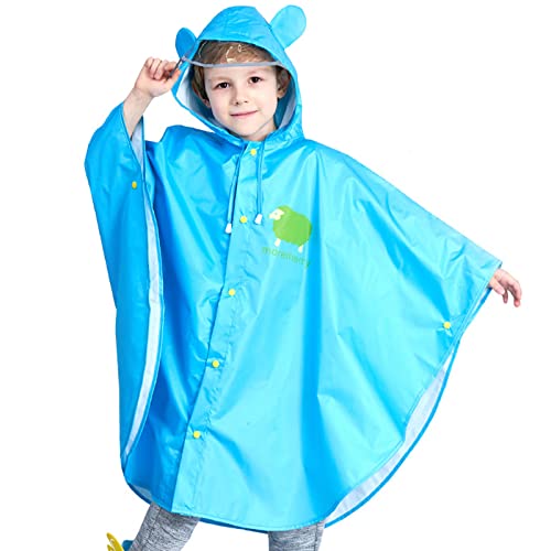 BWBIKE Kinder Regen Poncho Wasserdichte Regen Cape Faltbare Regenbekleidung Nette Kinder Regenmantel Unisex Leichte Schultasche Wasserdichte Kapuze Regen Mantel von BWBIKE