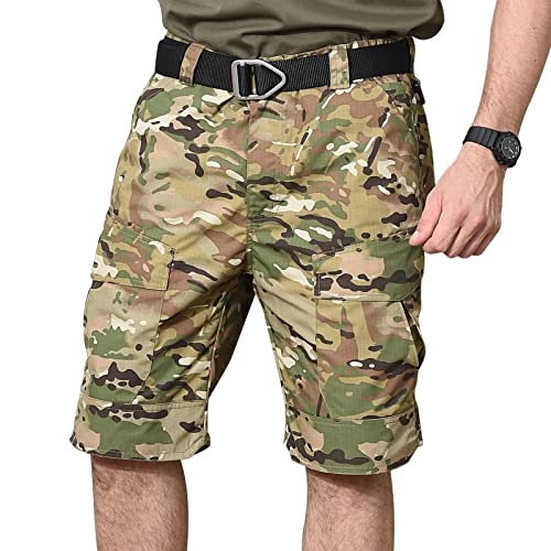 BWBIKE Tactical Cargo Shorts Herren Outdoor Multi-Pockets Hose Sommer Trainingsshorts Military Commuter Army Fan Hose (ohne Gürtel),Tarnung L von BWBIKE