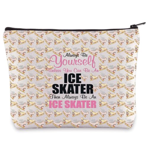 BWWKTOP Make-up-Tasche aus Segeltuch für Eisläufer, Geschenk für Eisläufer-Team, Reisetasche, Eiskunstlauf-Merch, Always Ice Skater, Tasche von BWWKTOP